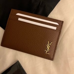 Brand 🆕 Saint Laurent logo-appliquéd full grain leather cardholder